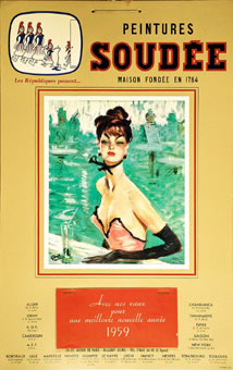Calendrier publicitaire Domergue 1959